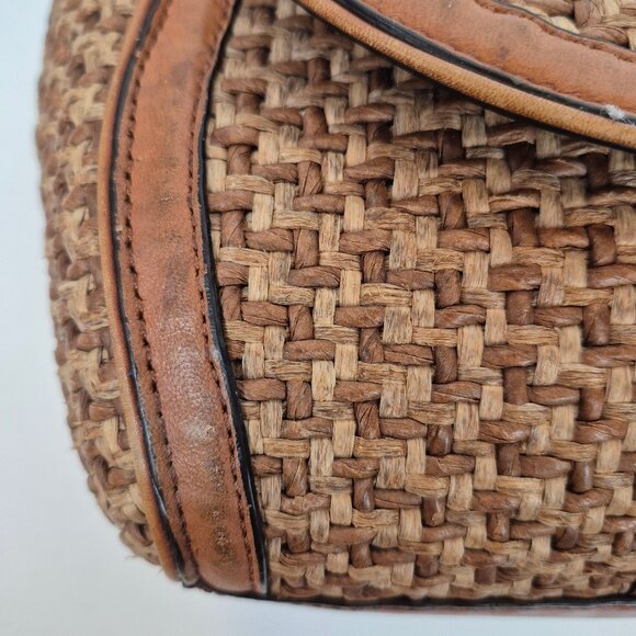 Brooks Brothers Natural Straw Weave with Leather Trim Crossbody - Picture 15 of 16